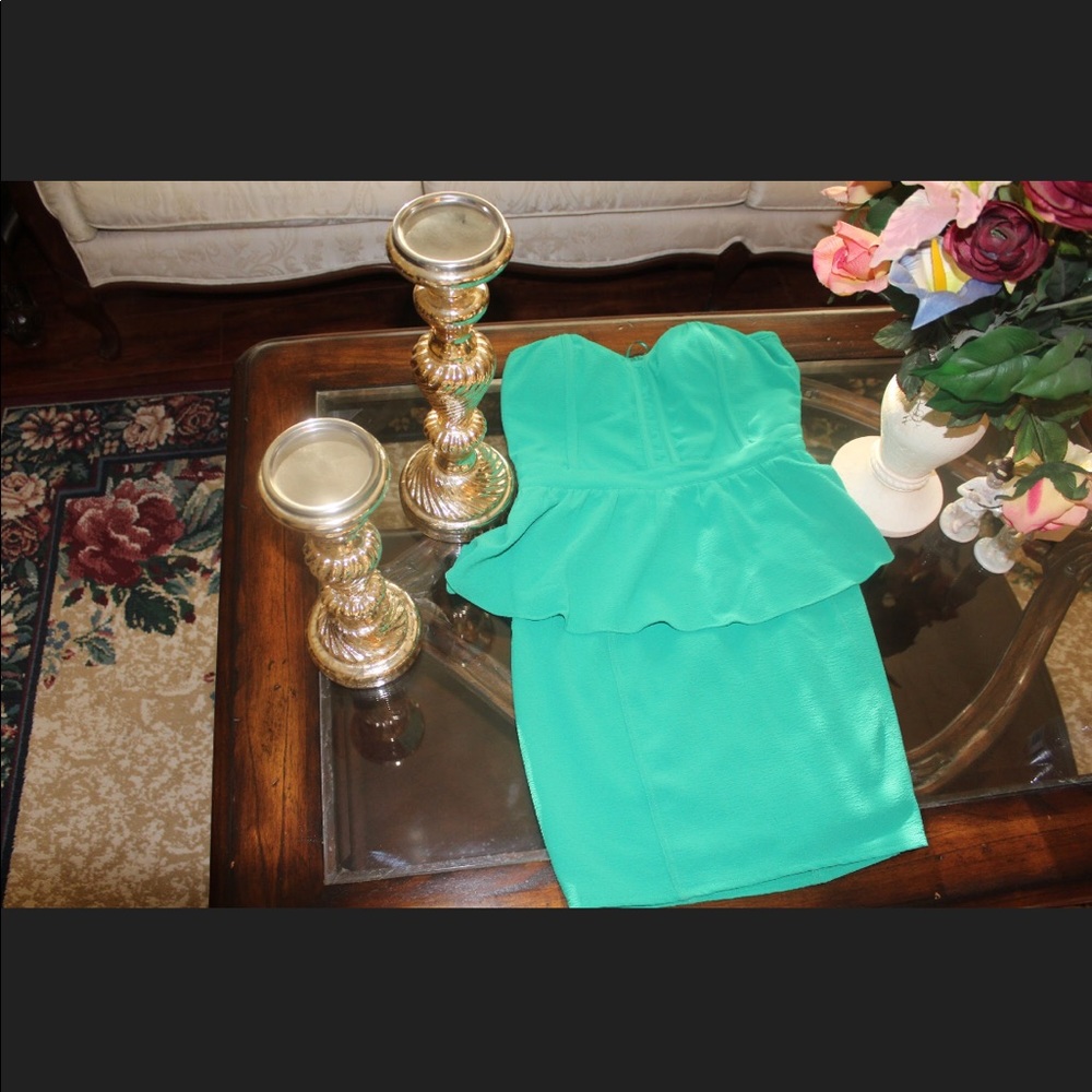Teal Peplum Dress, with sweetheart neckline!
